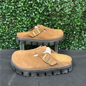 Papillio Brown Suede Mules with Black Soles